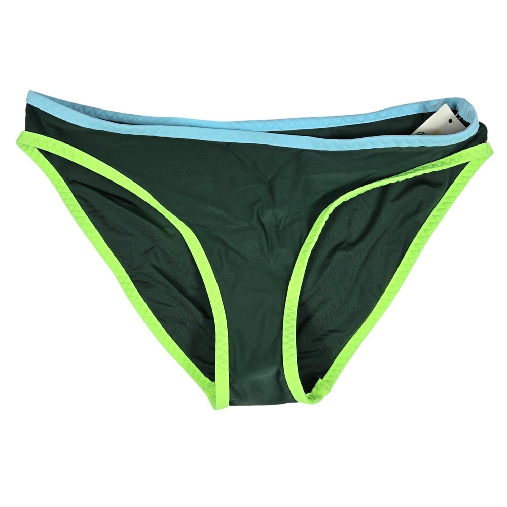 Aerie‎ Bikini Bottoms Women XS Green Neon Trim Swimwear Beach Pool